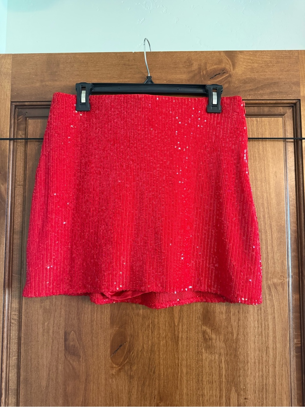 Red Sequin Mini Skort